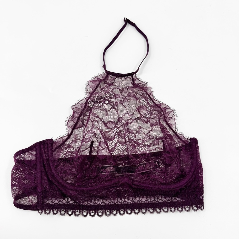 ✅ Victoria's Secret Very Sexy High Neck‎ Lace Bralette 34B Purple - Picture 2 of 7